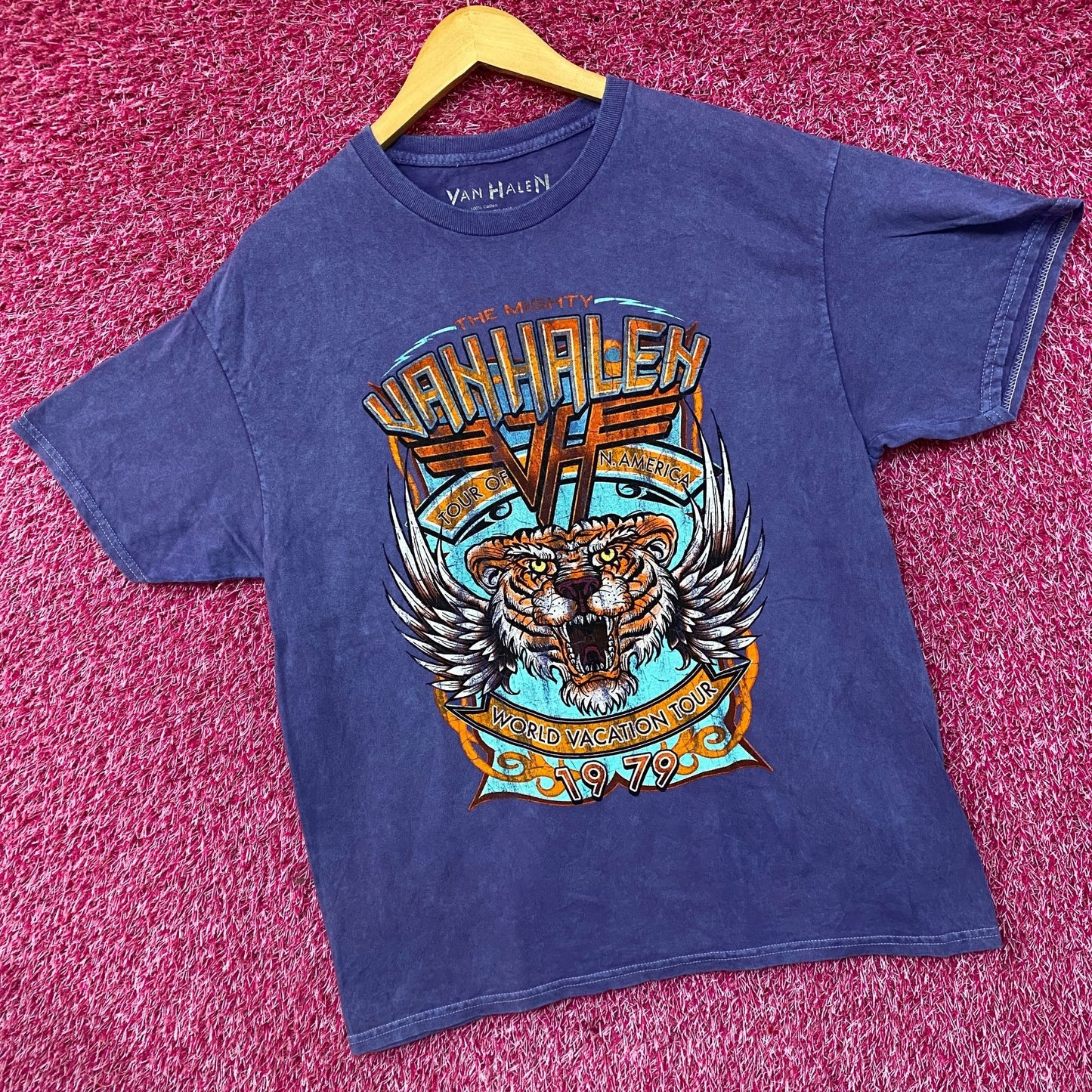 Van Halen World Vacation Tour 1989 Rock Band Mineral Wash T-Shirt Large