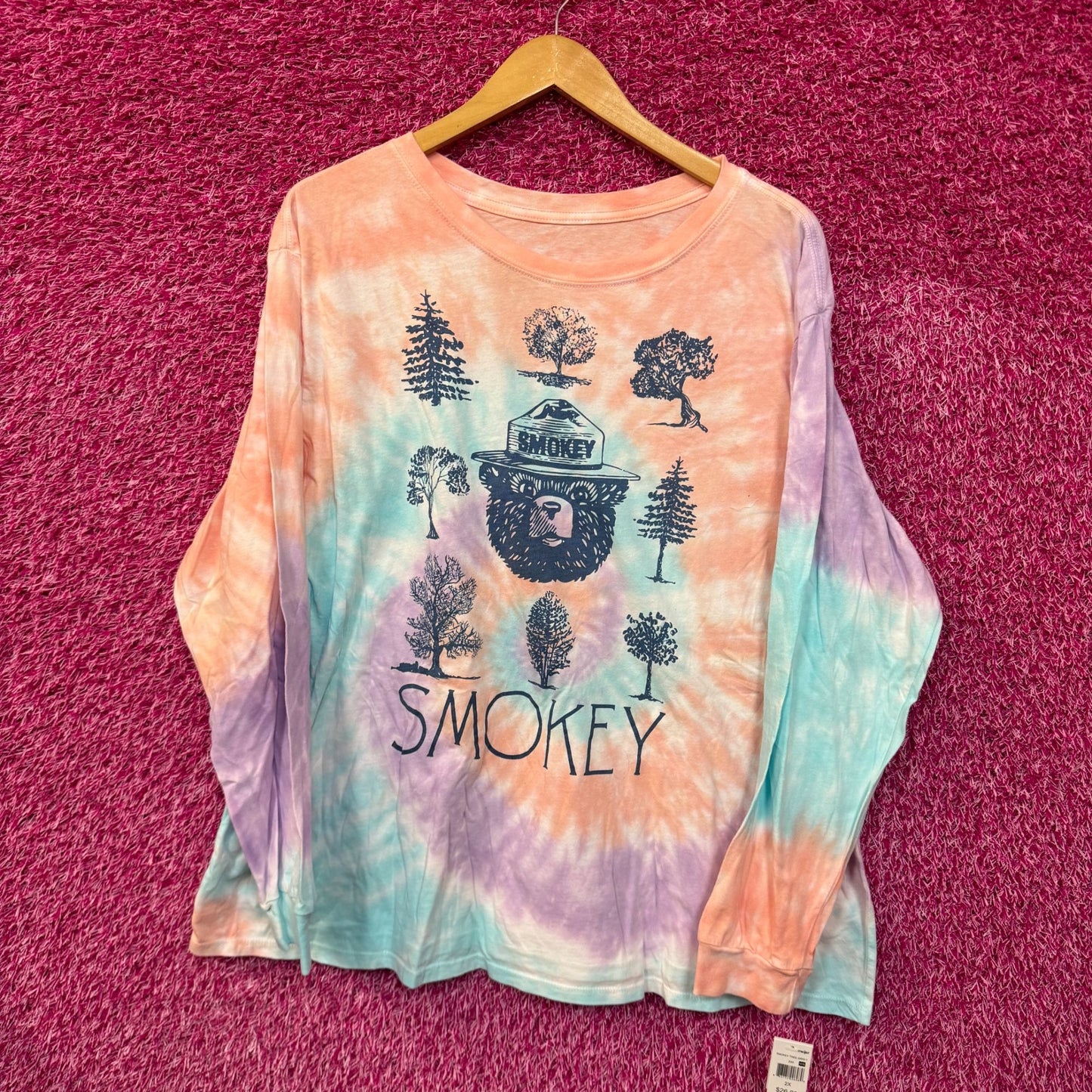 Smokey the bear tiedye l/s T-shirt size 2xl