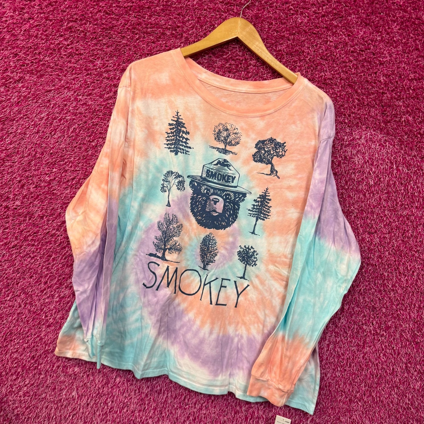 Smokey the bear tiedye l/s T-shirt size 2xl