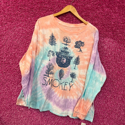 Smokey the bear tiedye l/s T-shirt size 2xl
