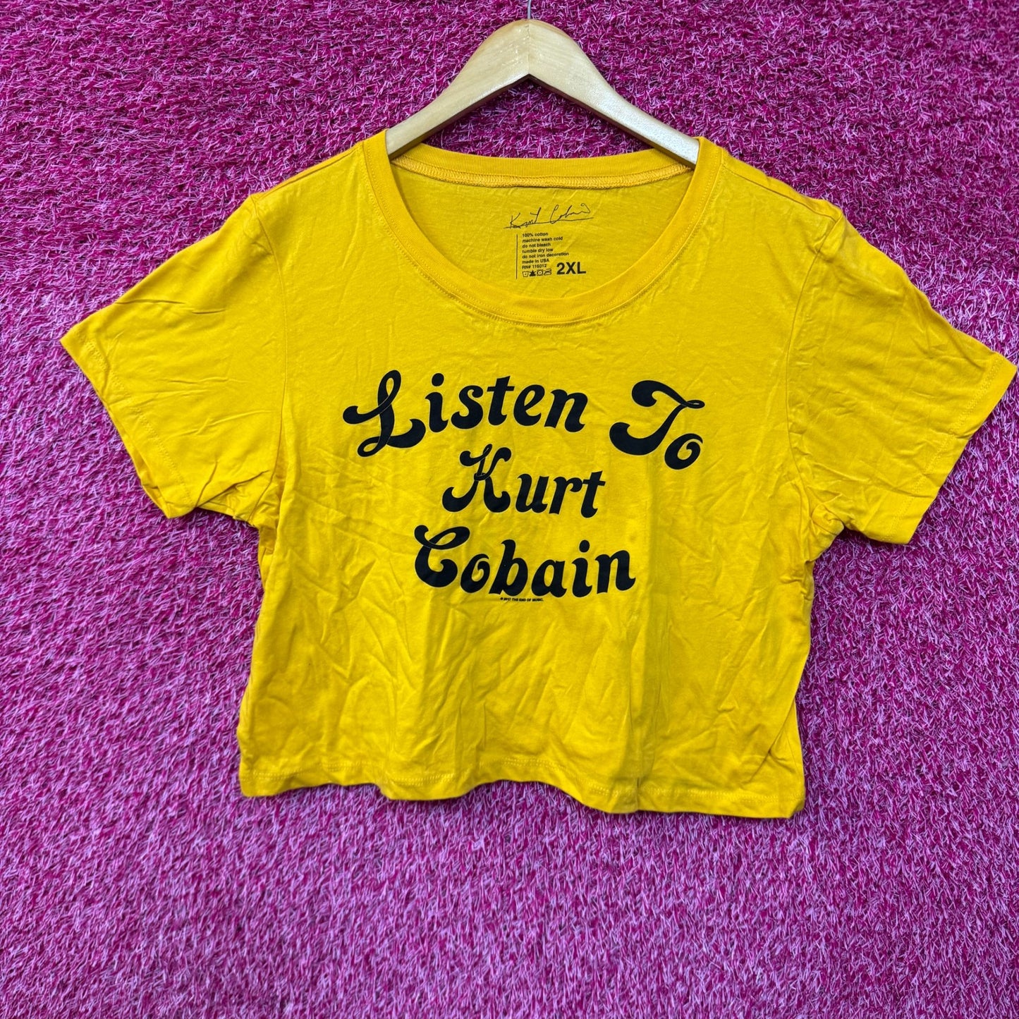 Nirvana Listen to Kurt Cobain Grunge Rockstar Crop Top 2XL