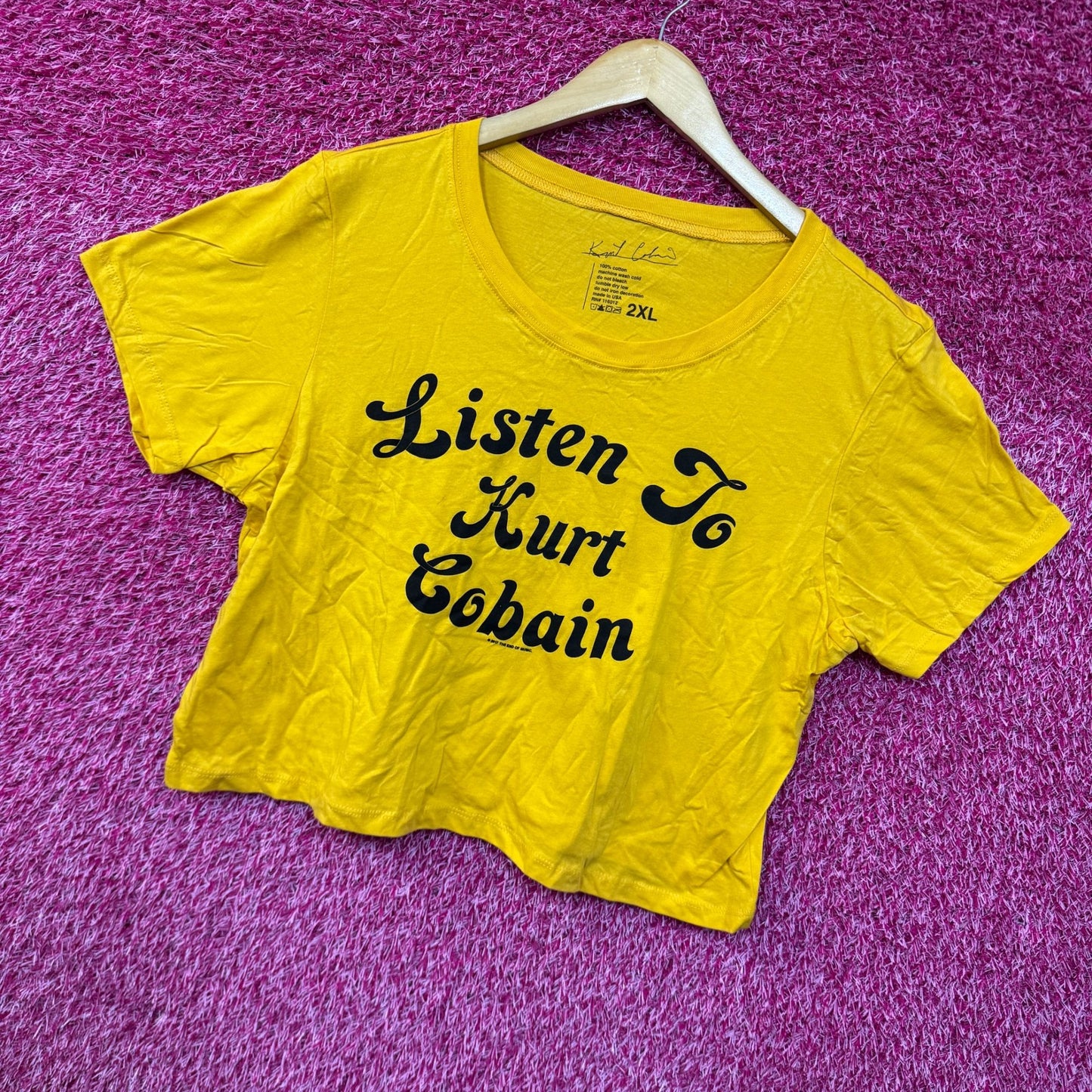Nirvana Listen to Kurt Cobain Grunge Rockstar Crop Top 2XL