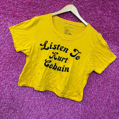 Nirvana Listen to Kurt Cobain Grunge Rockstar Crop Top 2XL