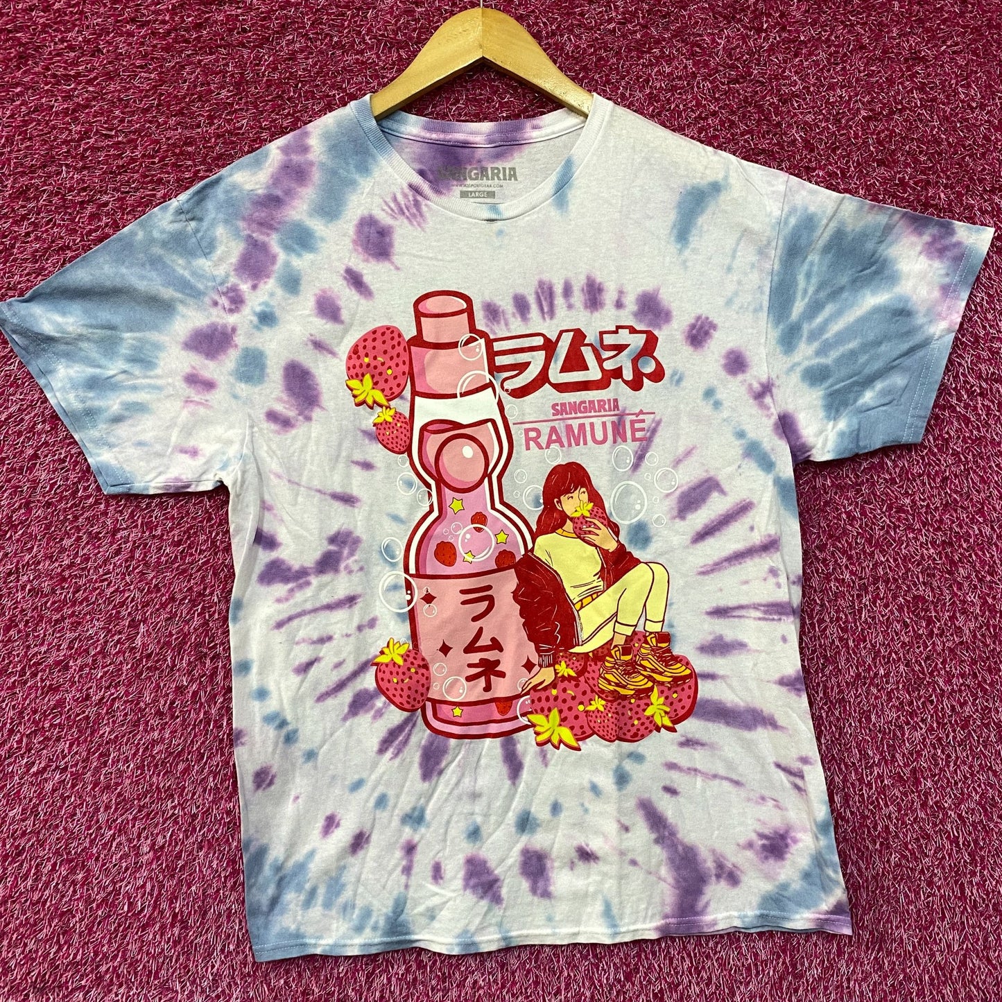 Sangaria Ramune Strawberry Tie Dye T-Shirt Large