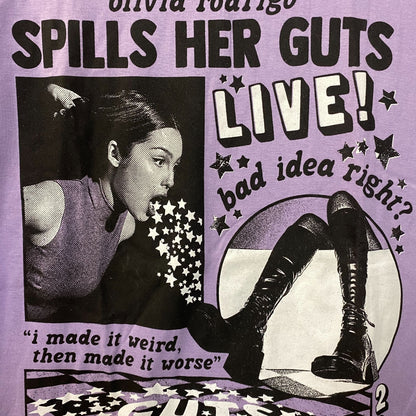Olivia Rodrigo Spills Her Guts Live Purple T-Shirt Large