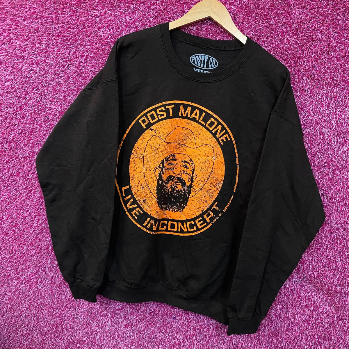 Post Malone Live In Concert Brown Crewneck Sweater size Medium