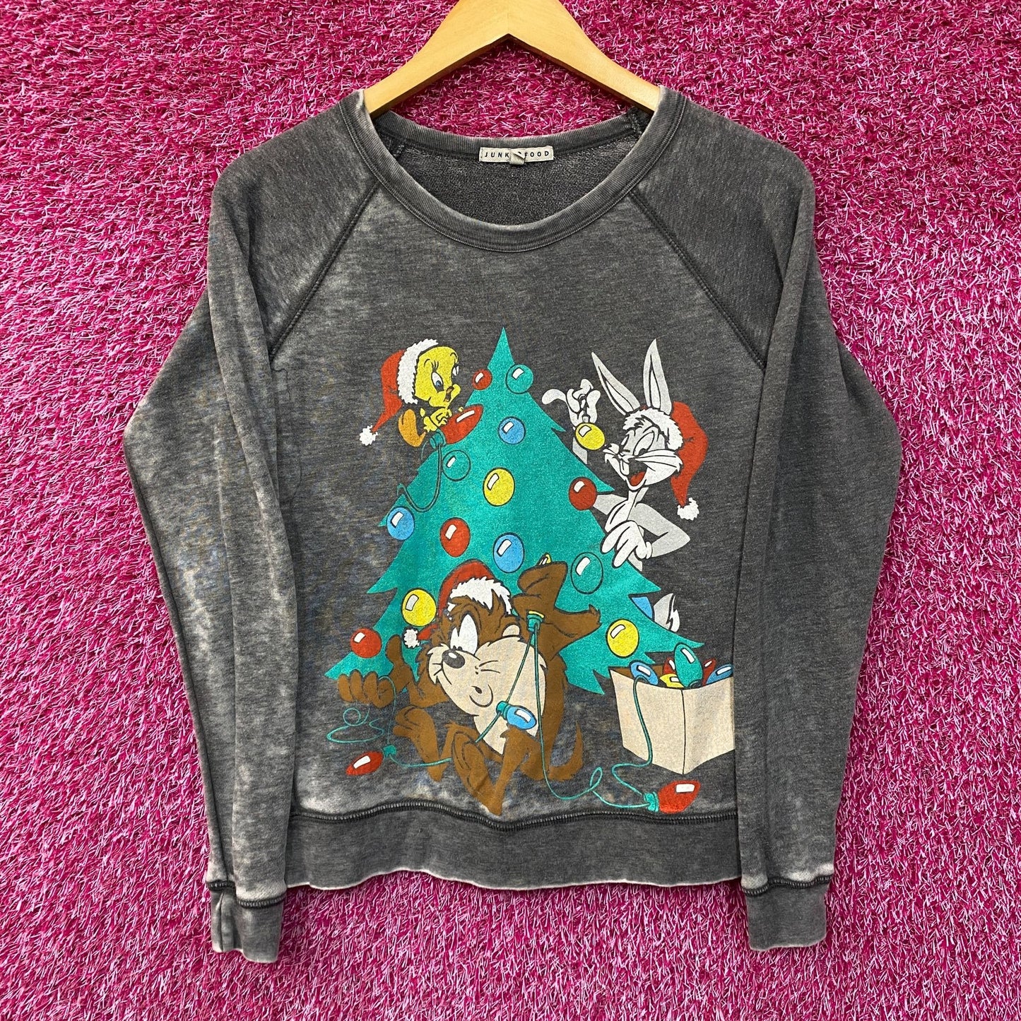 Looney Tunes Cartoon Christmas Sweatshirt Extra Small