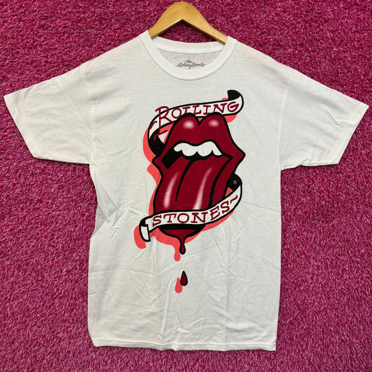 The Rolling Stones Bleeding Hot Lips Tattoo Rock Band Tee M