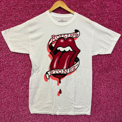 The Rolling Stones Bleeding Hot Lips Tattoo Rock Band Tee M