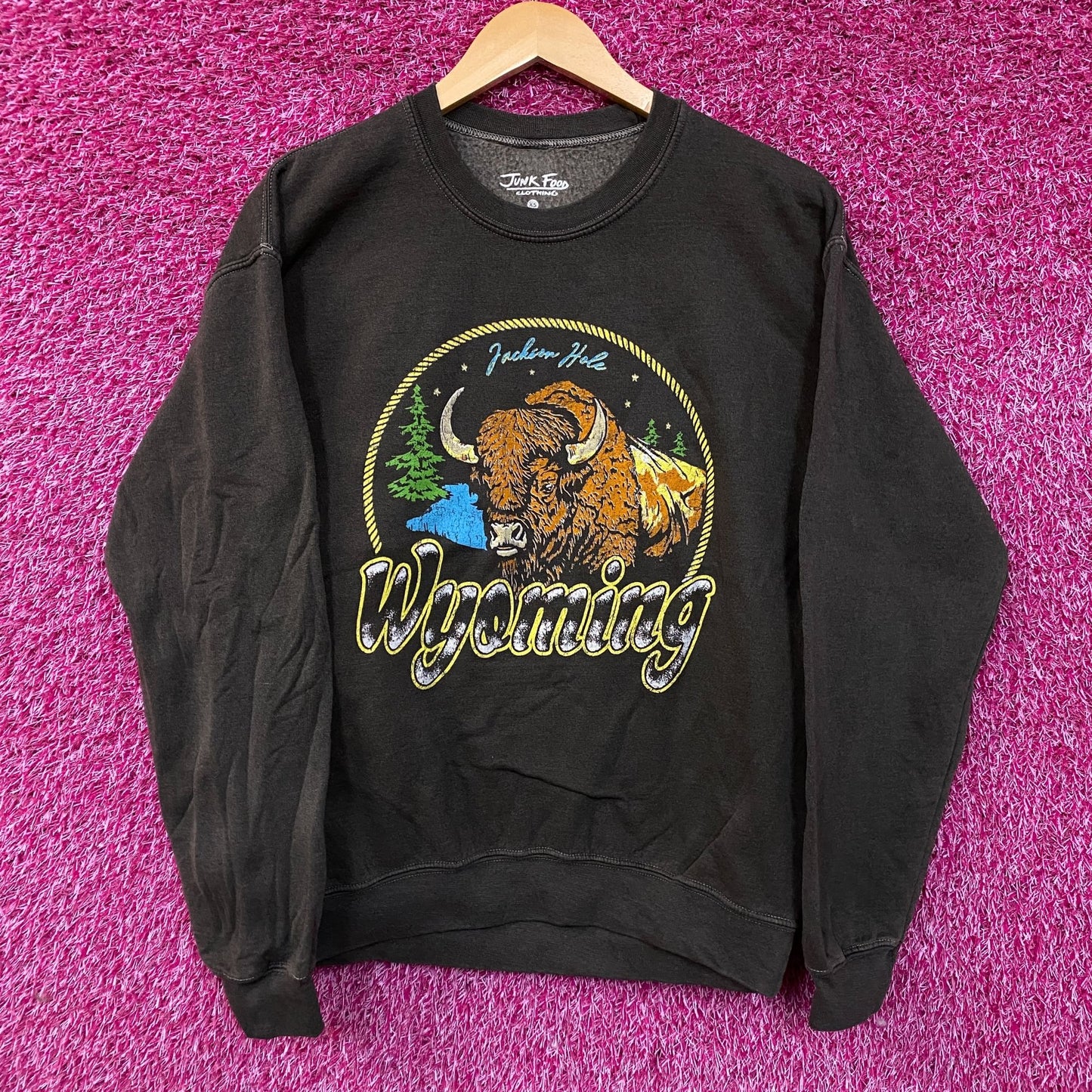 Junk Food Clothing Wyoming Bison Graphic Crewneck Sweatshirt XS