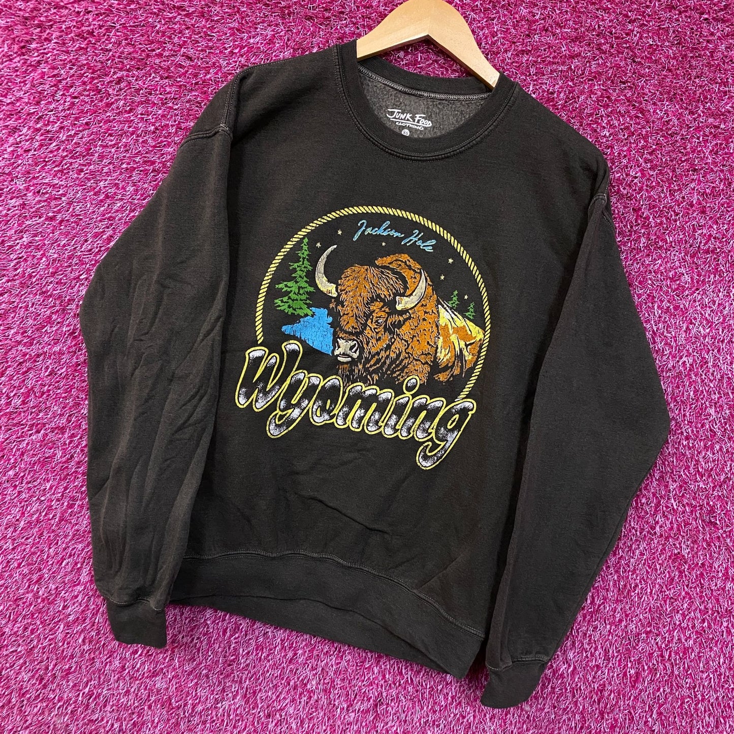 Junk Food Clothing Wyoming Bison Graphic Crewneck Sweatshirt XS