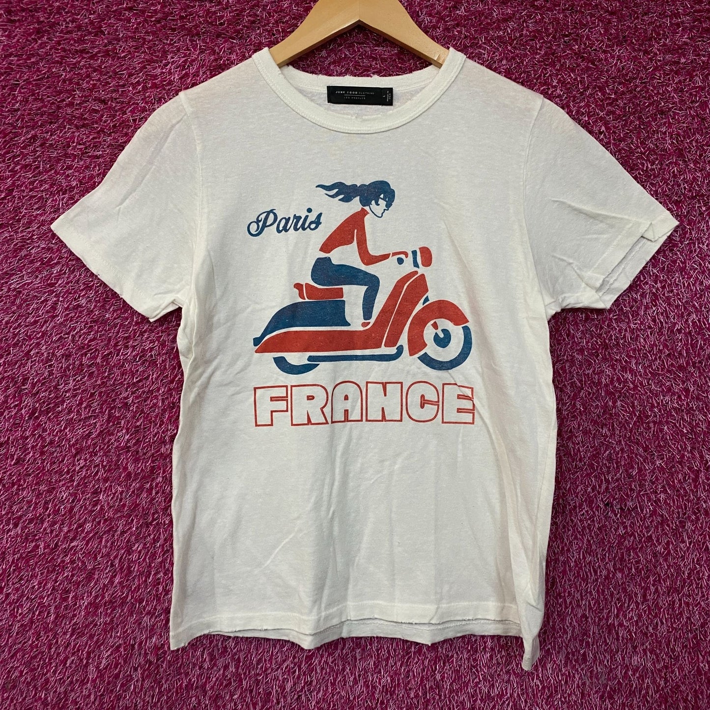 Junk Food Clothing Women's Paris France Original Vintage Style Tee Large