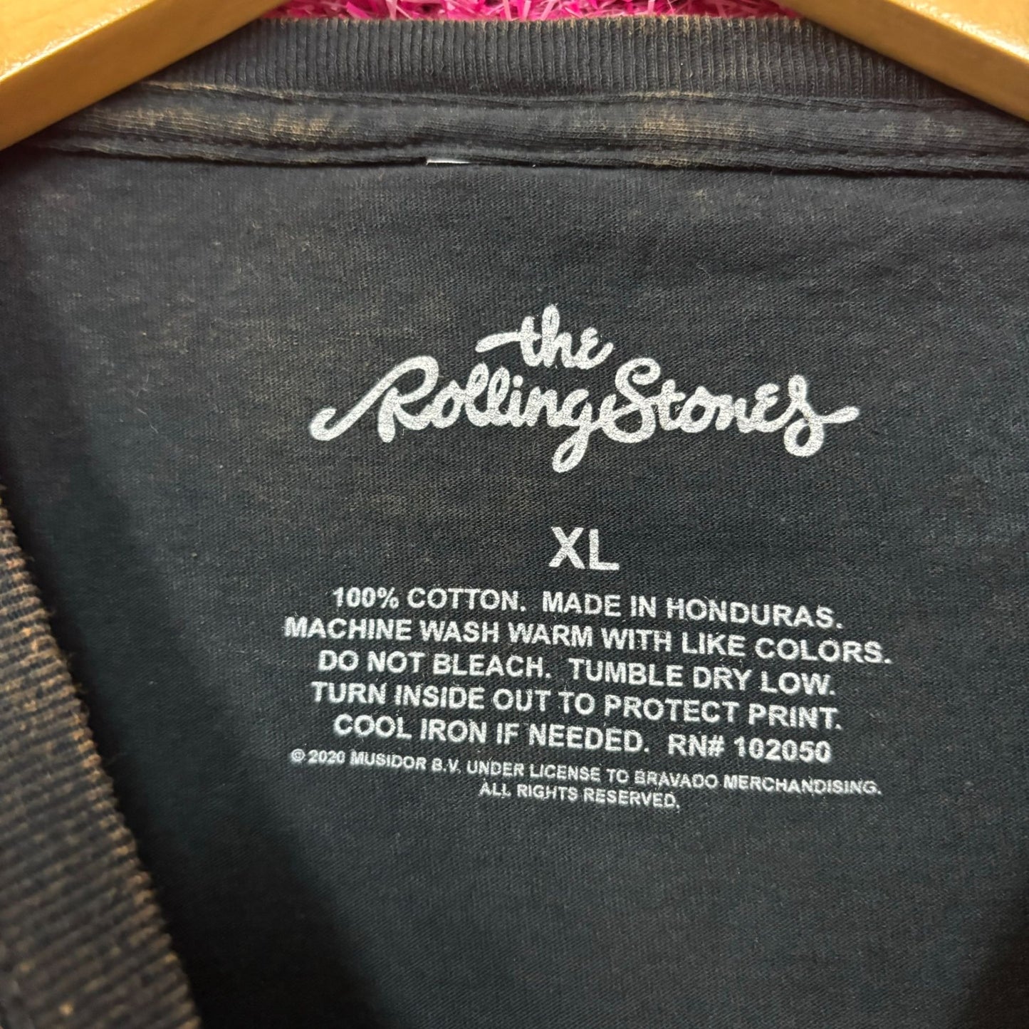 The Rolling Stones Hot Lips Acid Wash Rock and Roll Tee XL