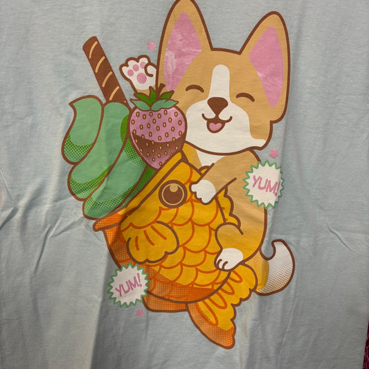 Kawaii Corgi and Taiyaki T-shirt size medium