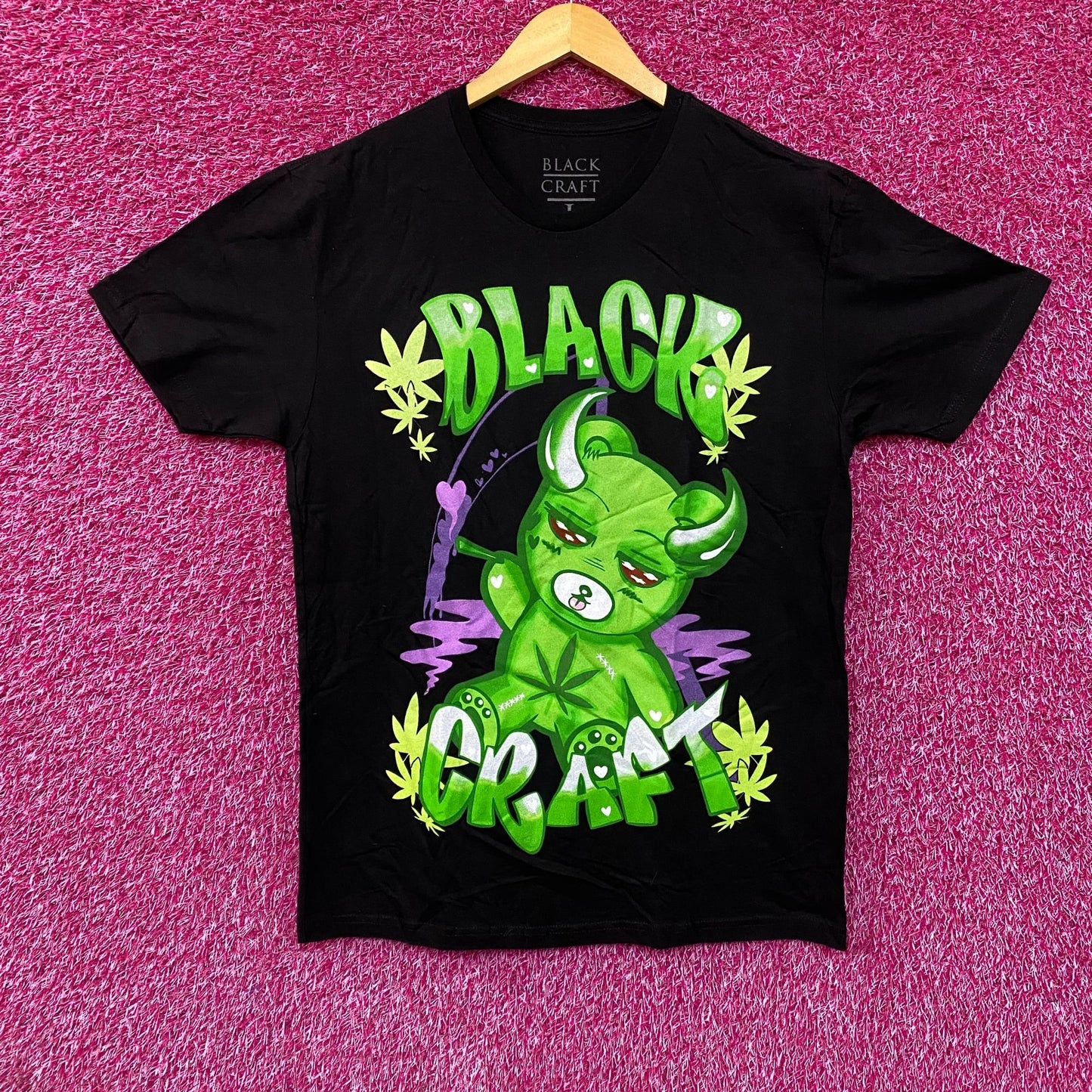Black Craft THC Devilish Teddy Bear Goth Cartoon T-Shirt L