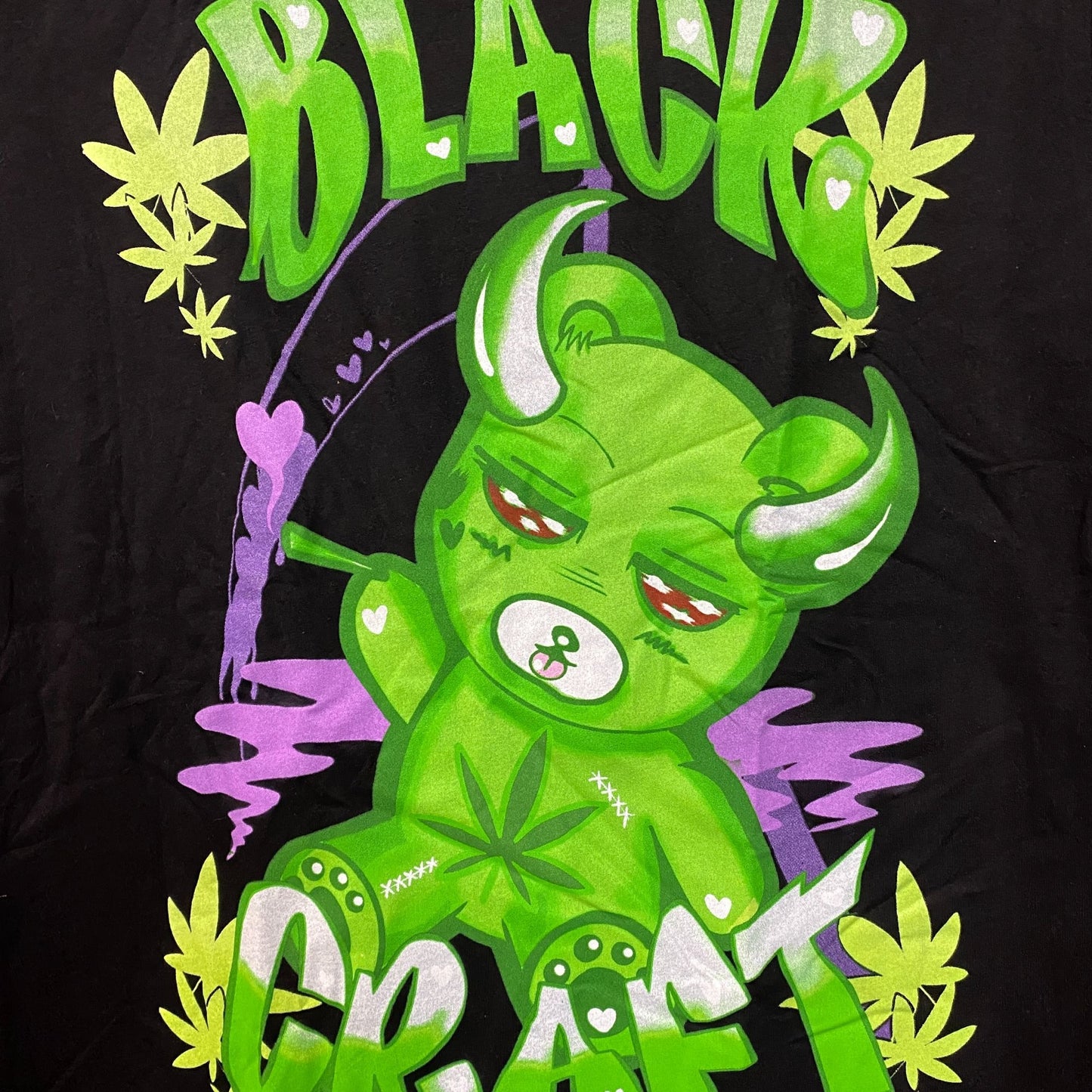 Black Craft THC Devilish Teddy Bear Goth Cartoon T-Shirt L