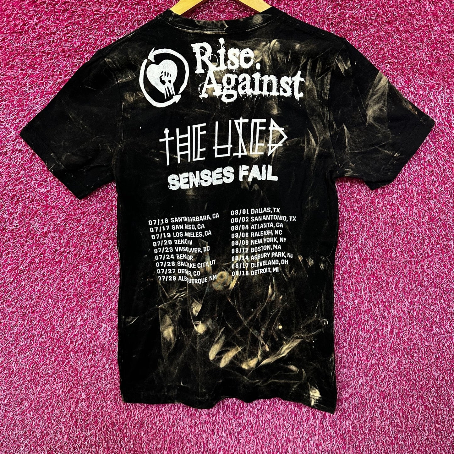 Rise Against Tour Bleach Dye Tshirt size Medium