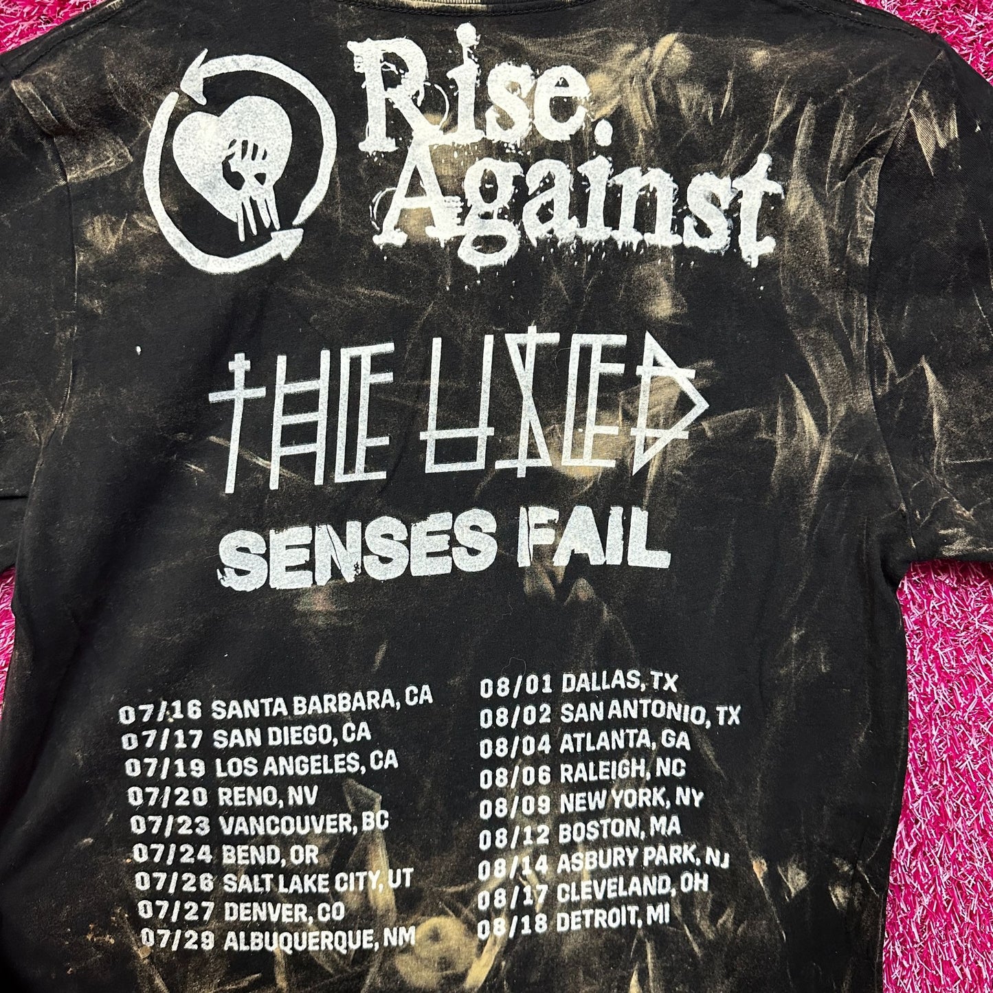 Rise Against Tour Bleach Dye Tshirt size Medium