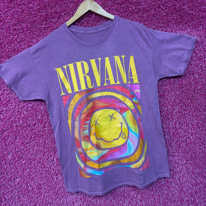 Nirvana Never Mind Smiley Face Purple Tshirt size Large