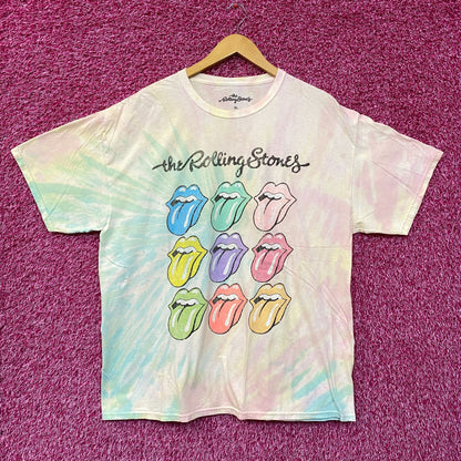 The Rolling Stones Hot Lips Pop Art Rock Pastel Tie Dye XL