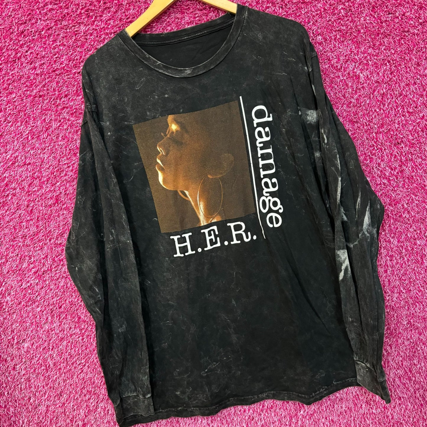 H.E.R Damage Back of My Mind Tour Acid Wash Long Sleeve XL