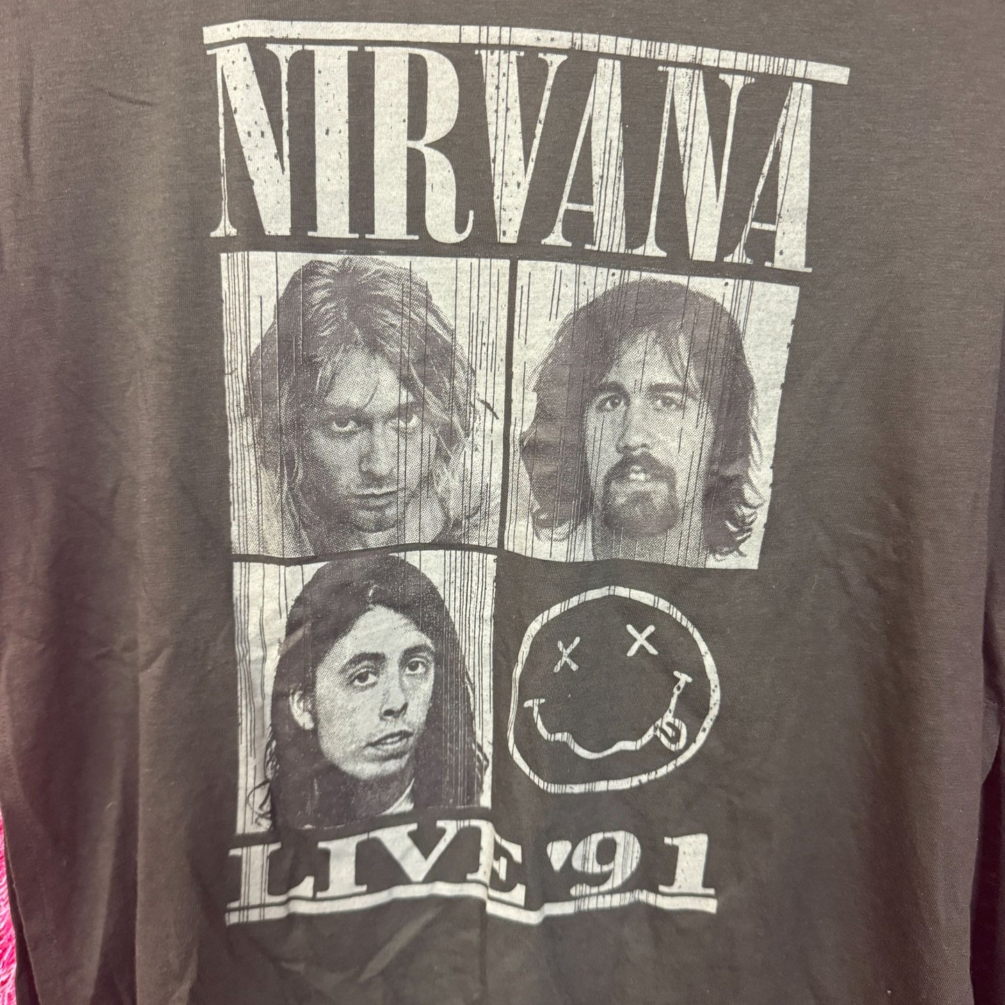 Nirvana 1991 Nevermind Rock Show Women’s Grunge Band Top M