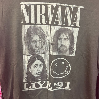 Nirvana 1991 Nevermind Rock Show Women’s Grunge Band Top M