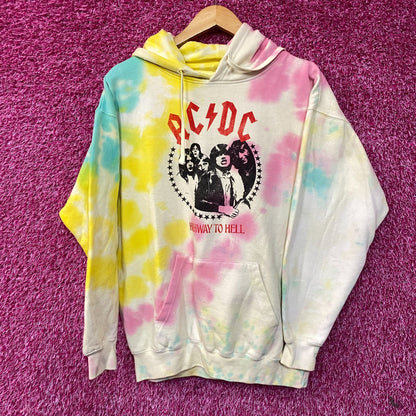 AC/DC Highway to Hell Album Rock Band Tie Dye Hoodie Large