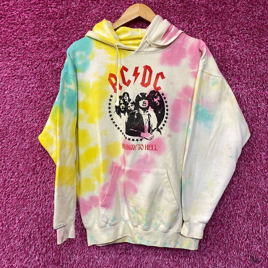 AC/DC Highway to Hell Album Rock Band Tie Dye Hoodie Large