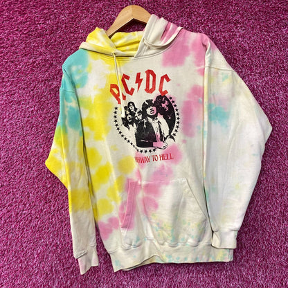 AC/DC Highway to Hell Album Rock Band Tie Dye Hoodie Large