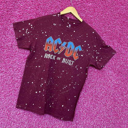 AcDc Rock Or Bust Splatter Dye Music Tshirt size Small