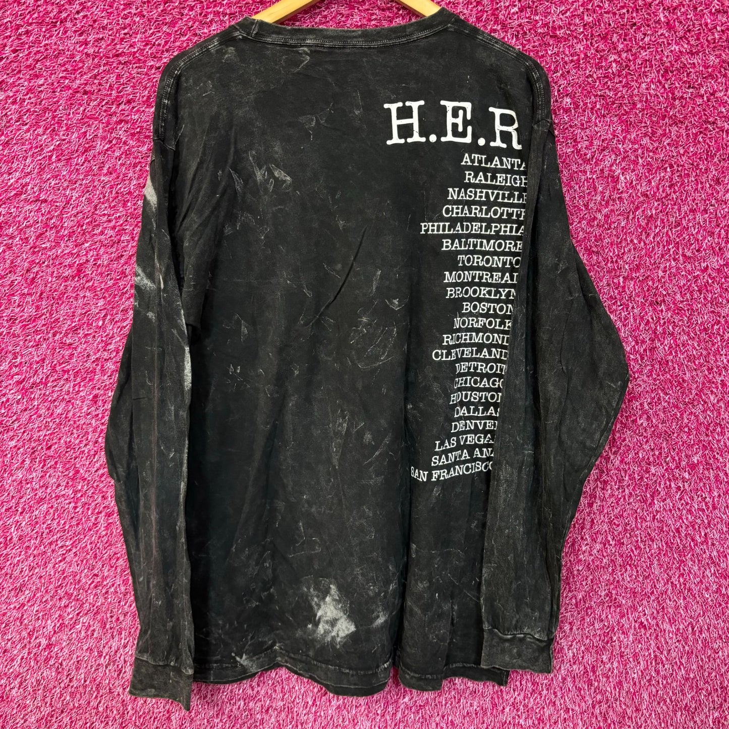 H.E.R Damage Back of My Mind Tour Acid Wash Long Sleeve XL