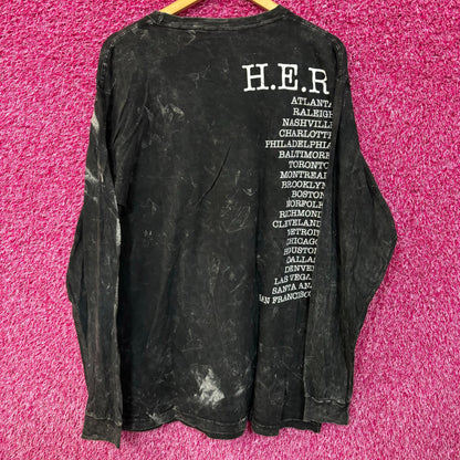 H.E.R Damage Back of My Mind Tour Acid Wash Long Sleeve XL