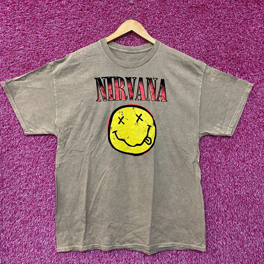 Nirvana Nevermind Tour Smiley Promo Art Grunge Tee XL
