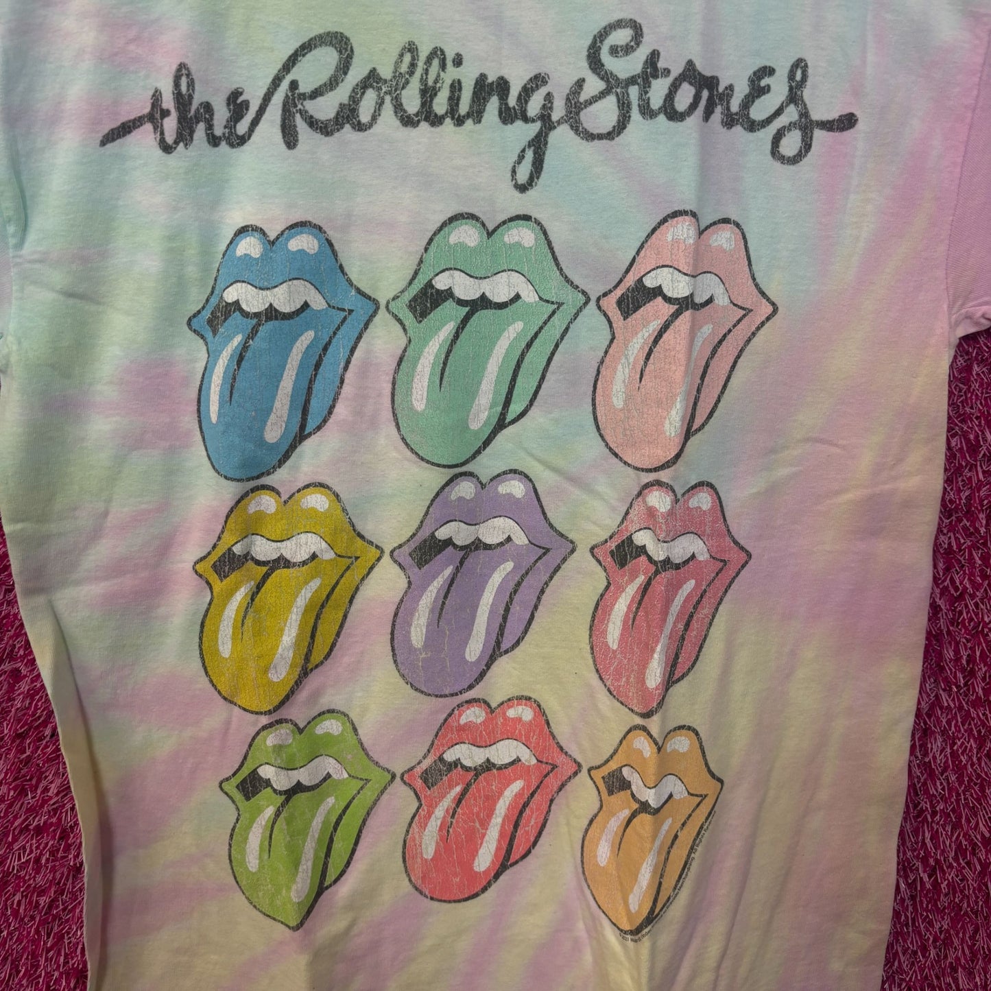The Rolling Stones Hot Lips Pop Art Rock Pastel Tie Dye M