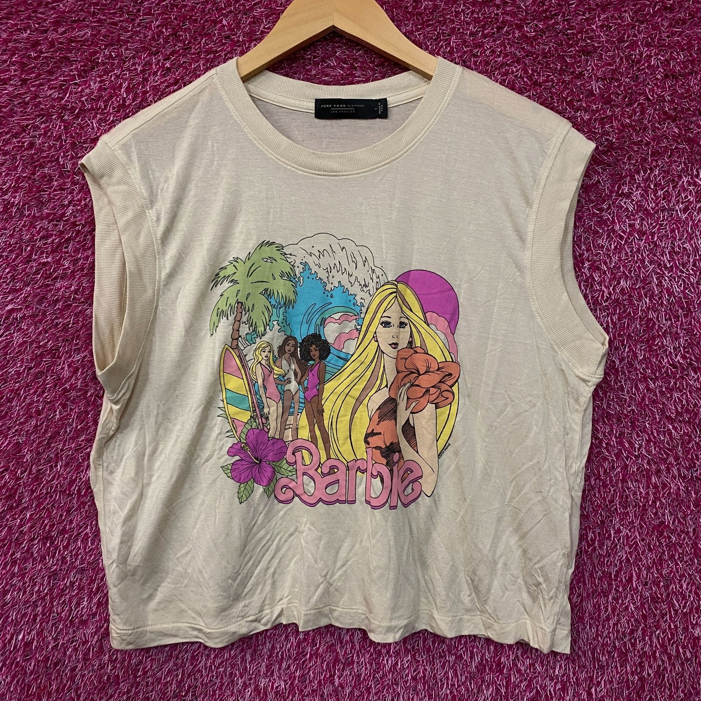 Junk Food Clothing Women's Barbie Malibu Vintage Style Tissue Tank Top Large