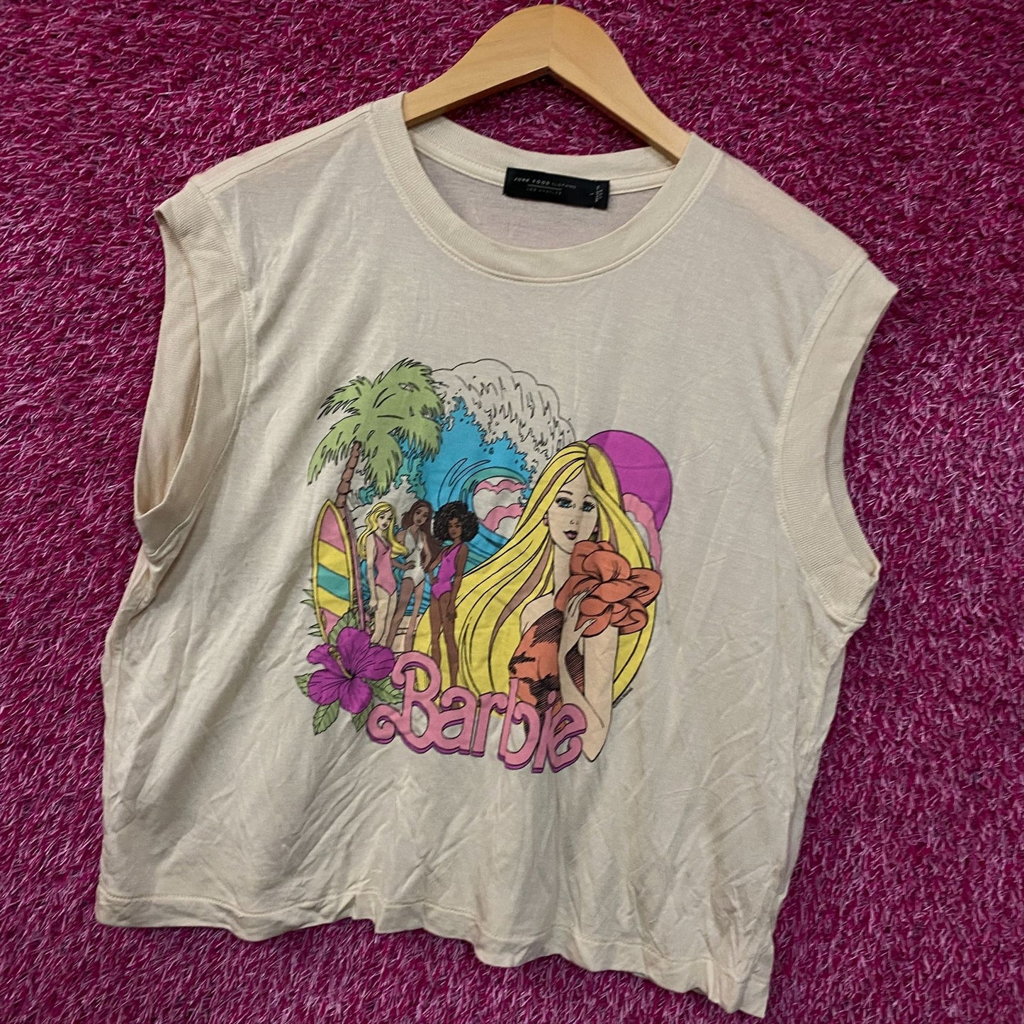 Junk Food Clothing Women's Barbie Malibu Vintage Style Tissue Tank Top Large