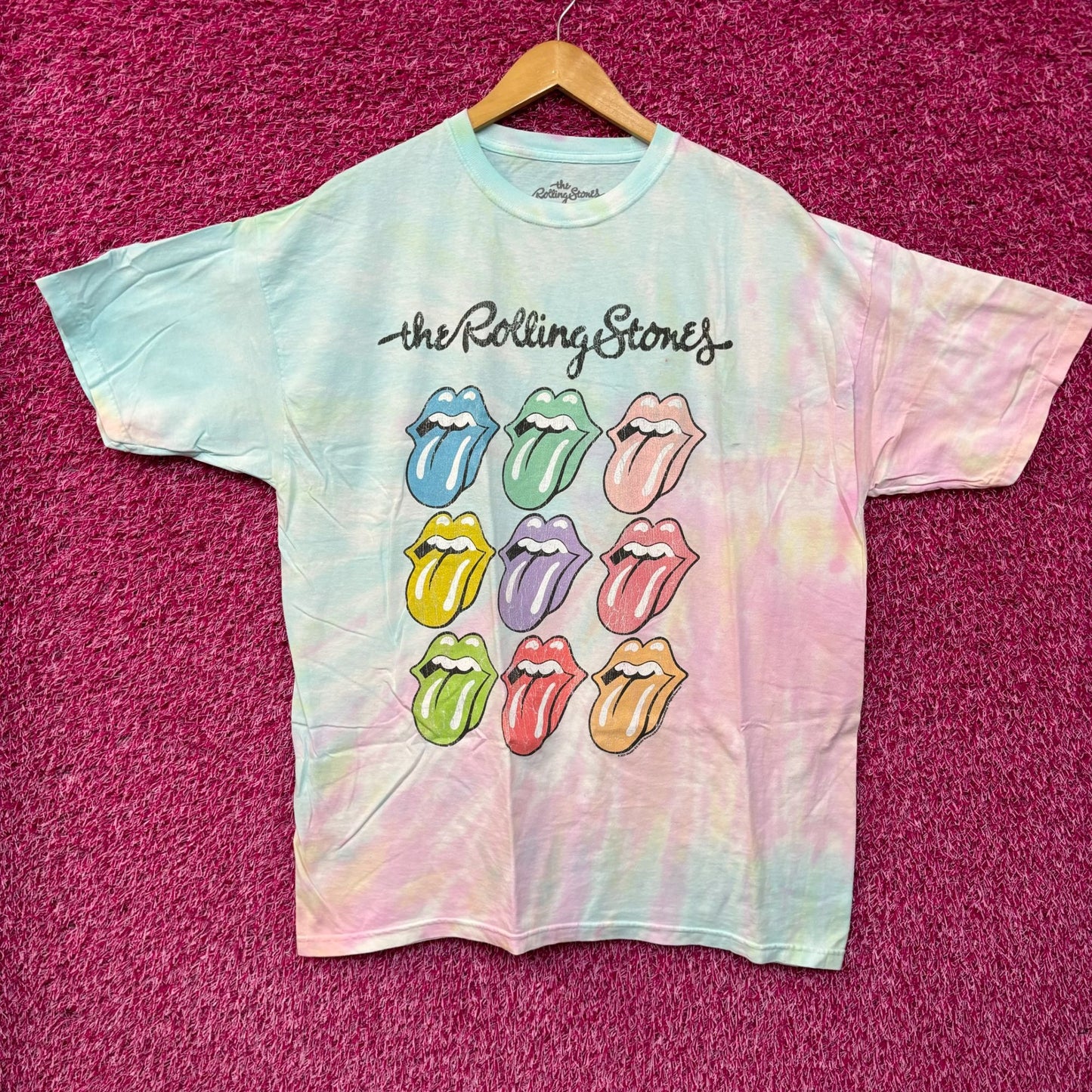 The Rolling Stones Hot Lips Pop Art Rock Pastel Tie Dye XL