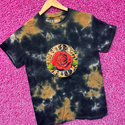 Guns N’ Roses Blossoming Rose Leopard Print Band Logo Heavy Metal Tie Dye S