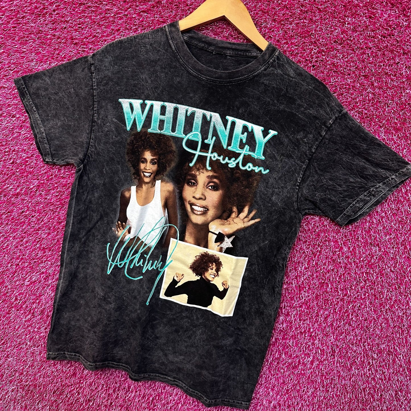 Whitney Houston Retro Style mineral wash tshirt size Medium