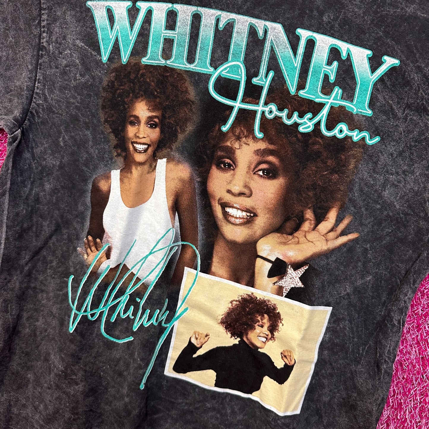 Whitney Houston Retro Style mineral wash tshirt size Medium
