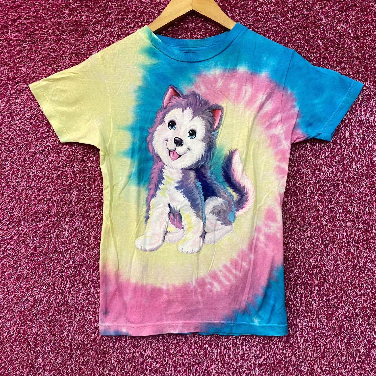 Lisa Frank Tikanni the Husky Puppy Tie-Dye T-Shirt Extra Small