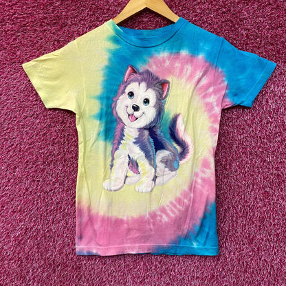 Lisa Frank Tikanni the Husky Puppy Tie-Dye T-Shirt Extra Small