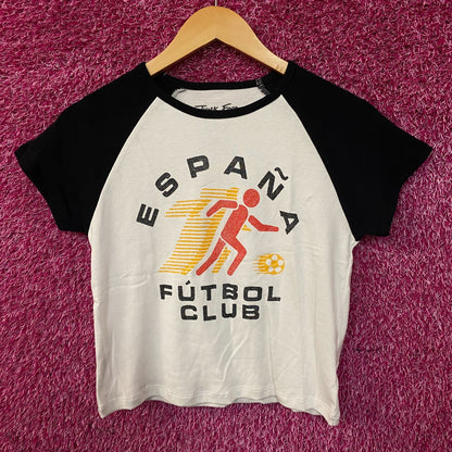 Junk Food Clothing España Fútbol Club Baby Crop Raglan Tee Small