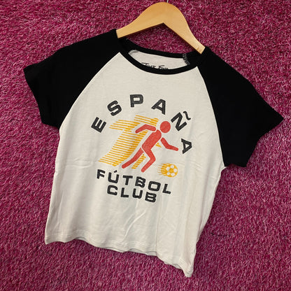 Junk Food Clothing España Fútbol Club Baby Crop Raglan Tee Small
