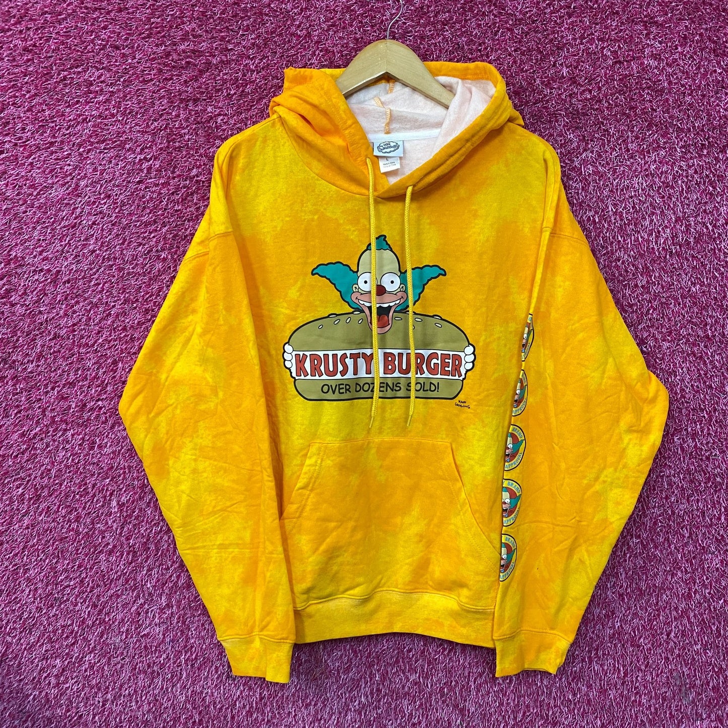 The Simpsons Krusty Burger tiedye hoodie size Large