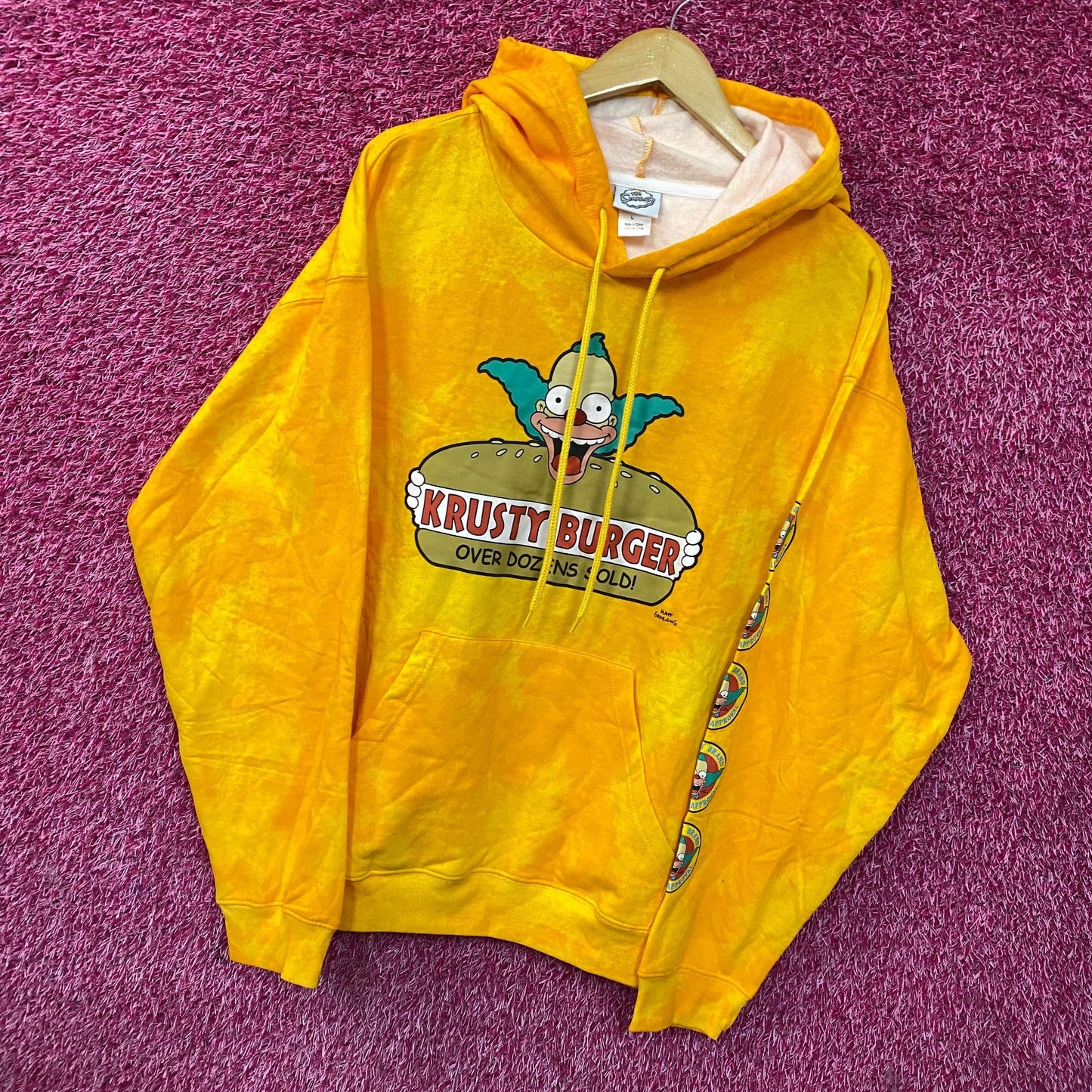 The Simpsons Krusty Burger tiedye hoodie size Large