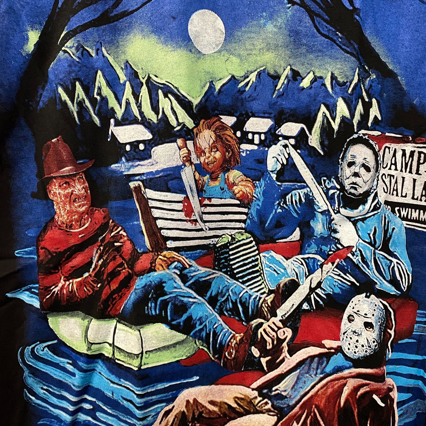 Camp Grystal Lake Swimming Horror Villains T-shirt Medium