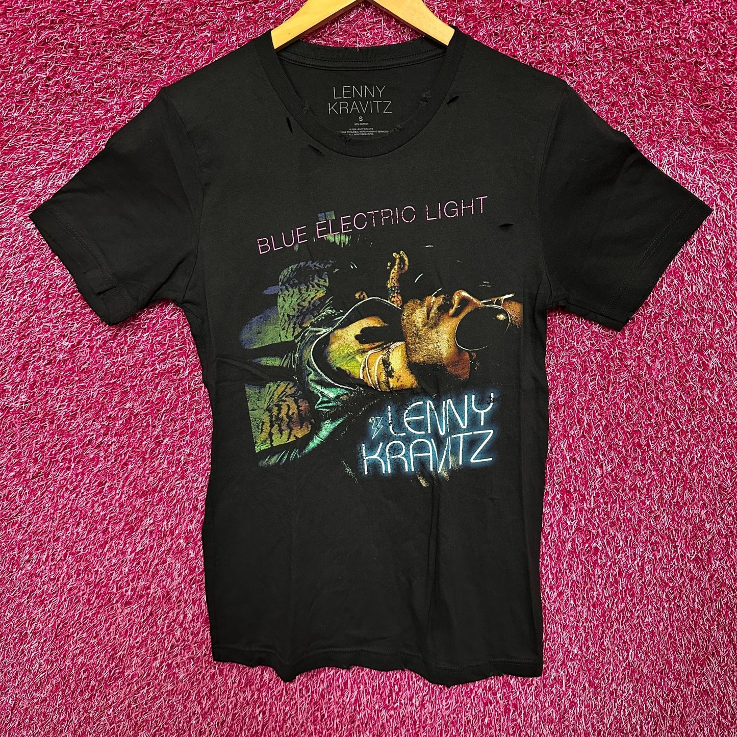 Lenny Kravitz Blue Electric Light Women’s Distressed Tee S