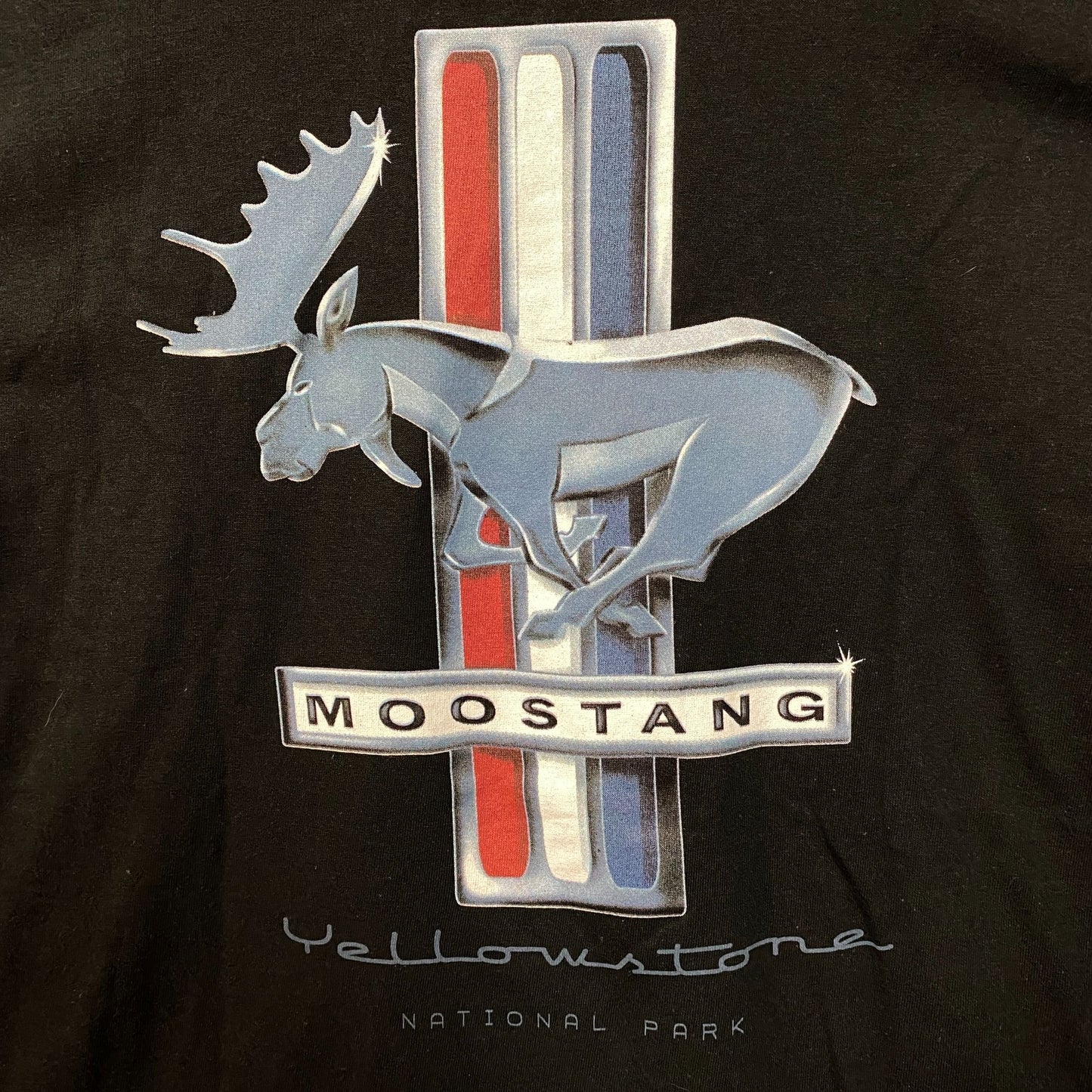 Moostang Yellowstone National Park Mustang Promo T-Shirt Large